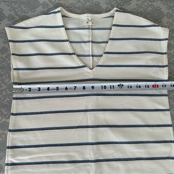 Madewell Short Shirt Dress Stripe V Neck Cotton Blend size XXS - Picture 5 of 7